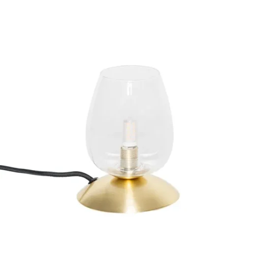 QAZQA Klassieke tafellamp goud met glas - Elien