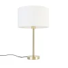 QAZQA Klassieke tafellamp messing met kap wit 35 cm - Simplo