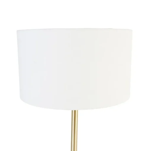 QAZQA Klassieke tafellamp messing met kap wit 35 cm - Simplo