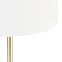 QAZQA Klassieke tafellamp messing met kap wit 35 cm - Simplo