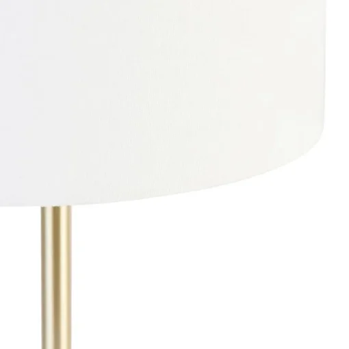 QAZQA Klassieke tafellamp messing met kap wit 35 cm - Simplo