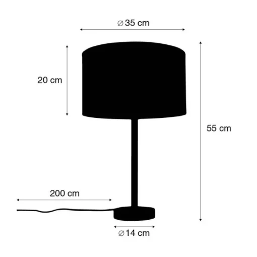 QAZQA Klassieke tafellamp messing met kap wit 35 cm - Simplo