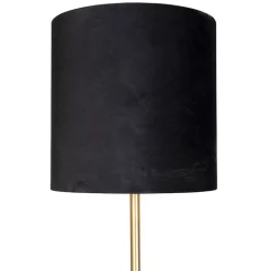 QAZQA Klassieke vloerlamp messing met zwarte kap 40 cm - Simplo
