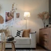 QAZQA Klassieke vloerlamp staal met witte kap verstelbaar - Ladas