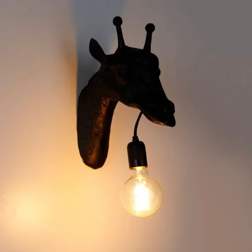 QAZQA Klassieke wandlamp zwart - Animal Giraf
