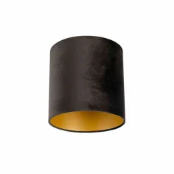 QAZQA Lampenkap velours 25/25/25 zwart - goud