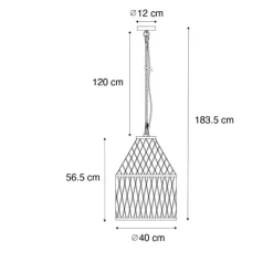 QAZQA Landelijke buiten hanglamp rotan 40x55 cm - Calamus