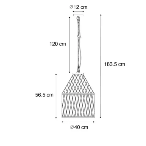 QAZQA Landelijke buiten hanglamp rotan 40x55 cm - Calamus