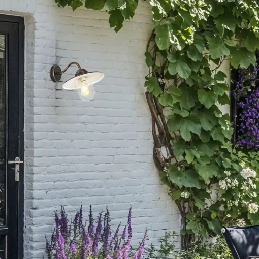 QAZQA Landelijke buiten wandlamp antiek goud IP44 - Kansas