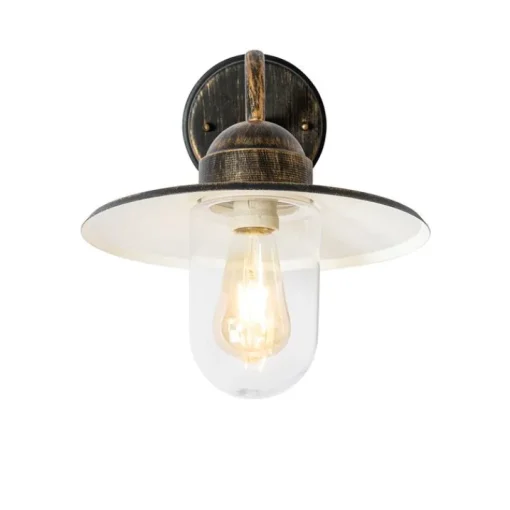 QAZQA Landelijke buiten wandlamp antiek goud IP44 - Kansas