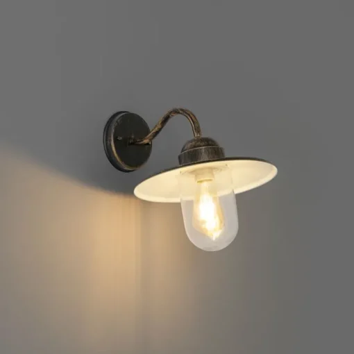 QAZQA Landelijke buiten wandlamp antiek goud IP44 - Kansas