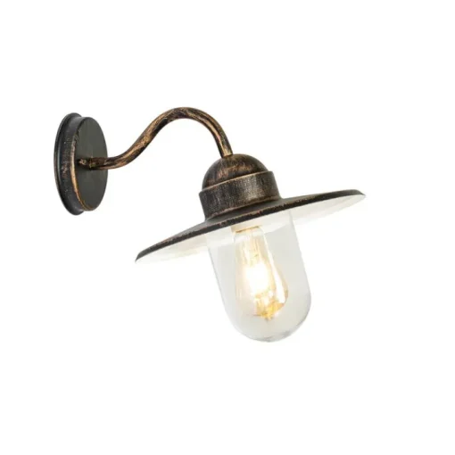 QAZQA Landelijke buiten wandlamp antiek goud IP44 - Kansas