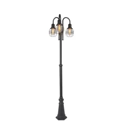 QAZQA Landelijke buitenlamp zwart 3-lichts IP44 - Guardado