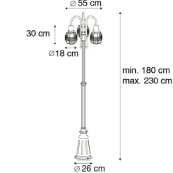 QAZQA Landelijke buitenlamp zwart 3-lichts IP44 - Guardado