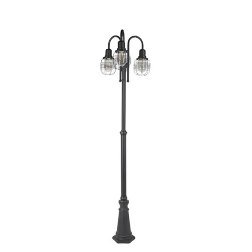 QAZQA Landelijke buitenlamp zwart 3-lichts IP44 - Guardado