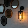 QAZQA Landelijke buitenwandlamp zwart met glas - Elza