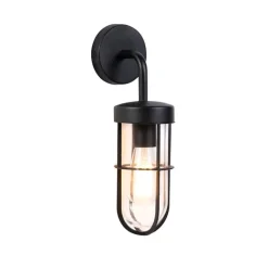 QAZQA Landelijke buitenwandlamp zwart met glas - Elza