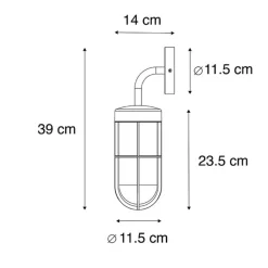 QAZQA Landelijke buitenwandlamp zwart met glas - Elza