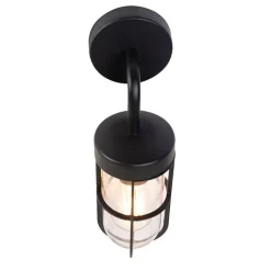 QAZQA Landelijke buitenwandlamp zwart met glas - Elza