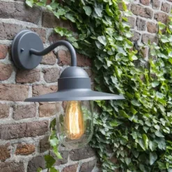 QAZQA Landelijke buitenwandlamp donkergrijs IP44 - Kansas