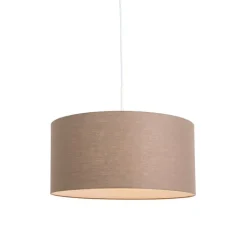 QAZQA Landelijke hanglamp wit met bruine kap 50 cm - Combi 1