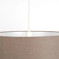 QAZQA Landelijke hanglamp wit met bruine kap 50 cm - Combi 1