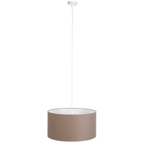 QAZQA Landelijke hanglamp wit met bruine kap 50 cm - Combi 1