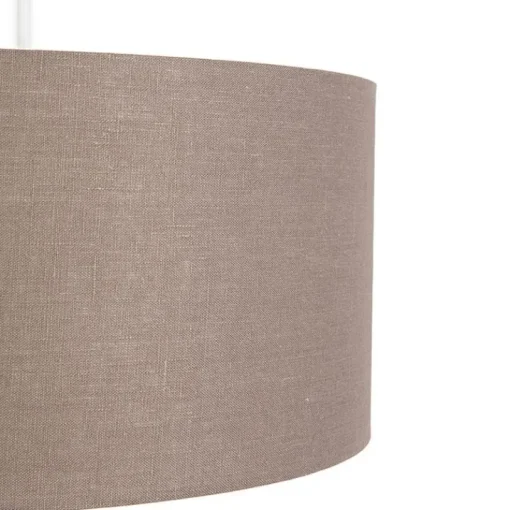 QAZQA Landelijke hanglamp wit met bruine kap 50 cm - Combi 1