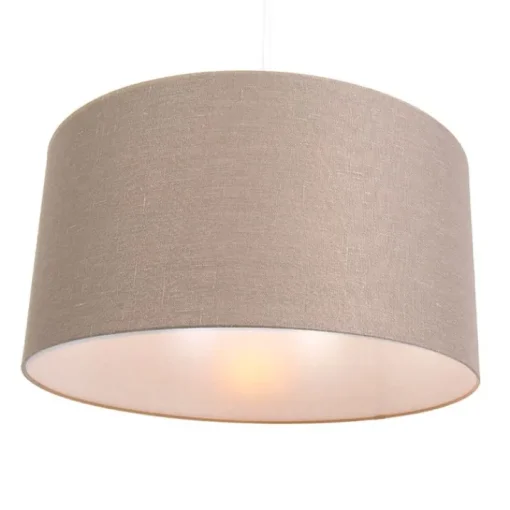 QAZQA Landelijke hanglamp wit met bruine kap 50 cm - Combi 1