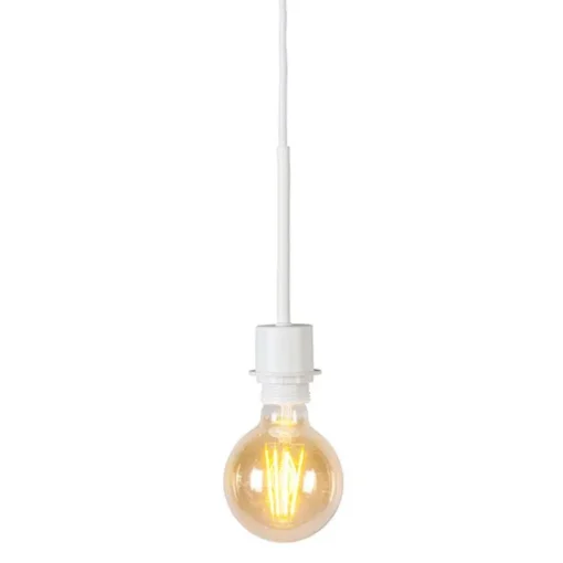 QAZQA Landelijke hanglamp wit met bruine kap 50 cm - Combi 1