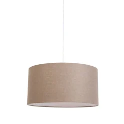QAZQA Landelijke hanglamp wit met bruine kap 50 cm - Combi 1