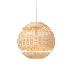 QAZQA Landelijke hanglamp wit met rotan - Rattan