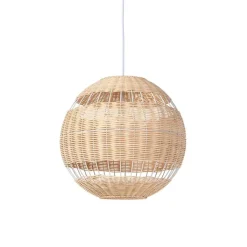 QAZQA Landelijke hanglamp wit met rotan - Rattan