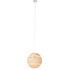 QAZQA Landelijke hanglamp wit met rotan - Rattan