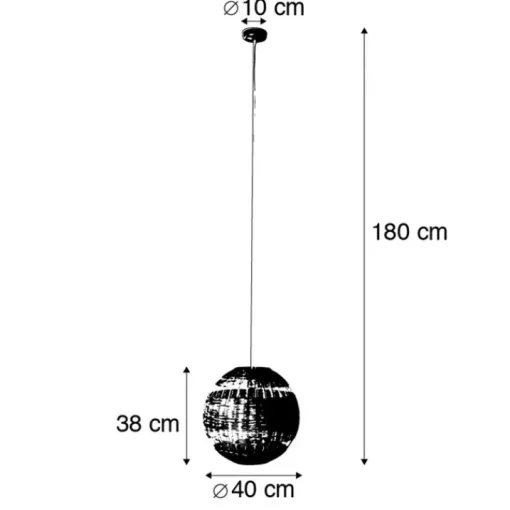 QAZQA Landelijke hanglamp wit met rotan - Rattan