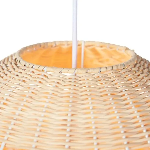 QAZQA Landelijke hanglamp wit met rotan - Rattan