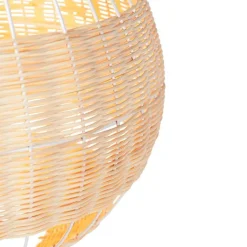 QAZQA Landelijke hanglamp wit met rotan - Rattan