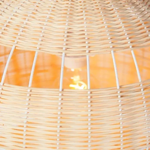 QAZQA Landelijke hanglamp wit met rotan - Rattan