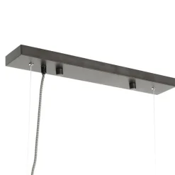 QAZQA Landelijke hanglamp zwart met hout 8-lichts - Jelle