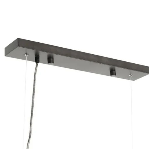 QAZQA Landelijke hanglamp zwart met hout 8-lichts - Jelle