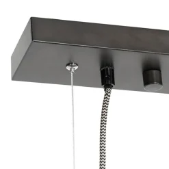 QAZQA Landelijke hanglamp zwart met hout 8-lichts - Jelle