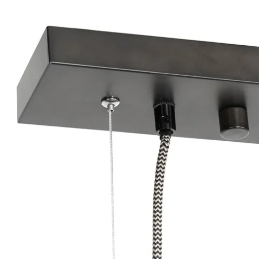 QAZQA Landelijke hanglamp zwart met hout 8-lichts - Jelle