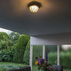 QAZQA Landelijke plafondlamp donkergrijs 21,3 cm IP44 - Bri