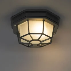 QAZQA Landelijke plafondlamp donkergrijs 21,3 cm IP44 - Bri