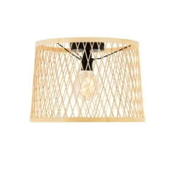 QAZQA Landelijke plafondlamp rotan 40 cm IP44 - Calamus