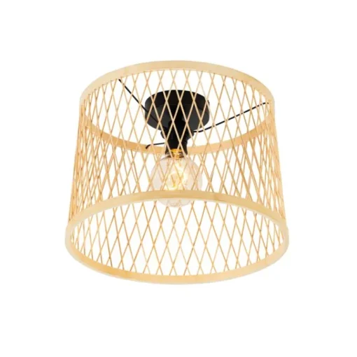 QAZQA Landelijke plafondlamp rotan 40 cm IP44 - Calamus