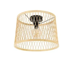 QAZQA Landelijke plafondlamp rotan 40 cm IP44 - Calamus