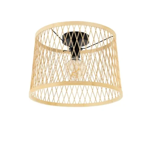 QAZQA Landelijke plafondlamp rotan 40 cm IP44 - Calamus