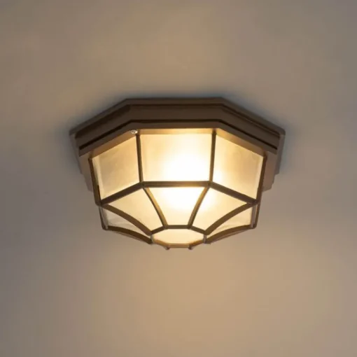QAZQA Landelijke plafondlamp roestbruin 26,5 IP44 - Bri