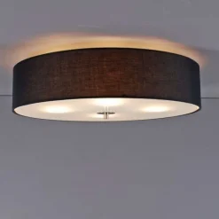 QAZQA Landelijke plafondlamp zwart 50 cm - Drum